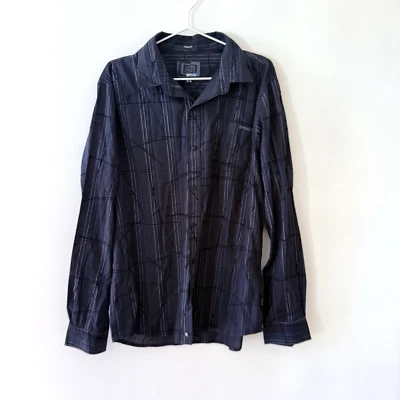 Rip Curl Pinstripe Shirt Size XL Mens Black Stripe Long Sleeve Surfer Slim Fit - Image 1 of 4