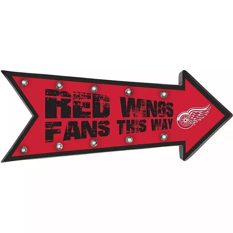Detroit Red Wings Arrow Marquee Sign NHL Hockey Fan Cave Light Up NEW 18"  - Image 1 of 1