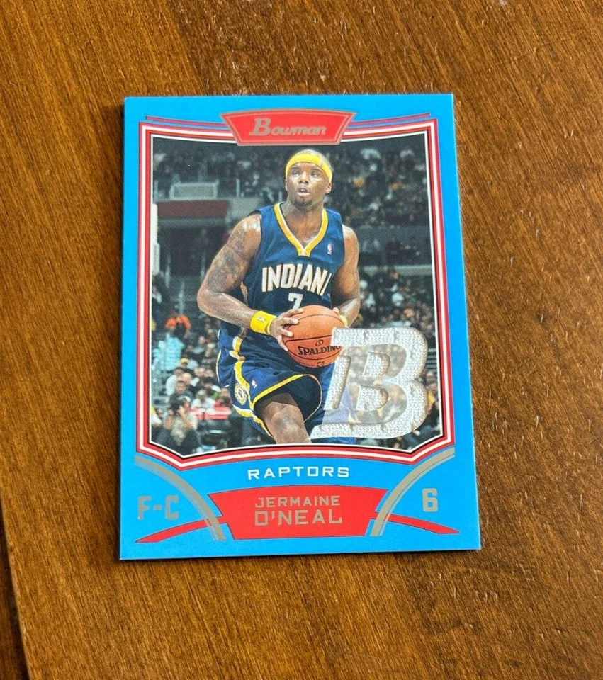 Jermaine O'Neal 2008-09 Bowman Draft Picks Blue Game Jersey Raptors Pacers /50 - Image 1 of 2