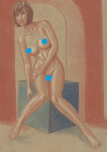 Female nude figure drawing pastel artist Jerome Cadd Pin-up Blocks Geometric - Picture 1 of 7