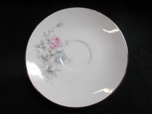 LOVELY FLORAL SAUCER -15 cm WIDE - FINE CHINA JAPAN PLATINUM TRIM VGC # M 63 - Picture 1 of 7