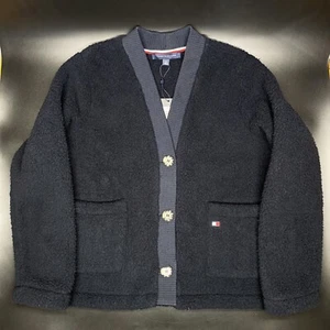 Nuevo con etiquetas Cárdigan Tommy Hilfiger Mujer Talla M Sherpa Azul Marino Cálido Limpio Acogedor Regalo - Imagen 1 de 6