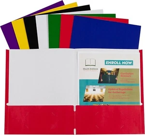 C-Line Two-Pocket Paper Portfolio, 1 Case of 100 Folders, Assorted Colors - Picture 1 of 6