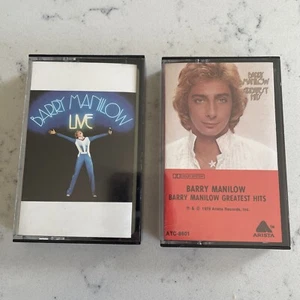 Two (2) Barry Manilow Greatest Hits & Live Cassette Tapes 1977 1978 Arista - Picture 1 of 4