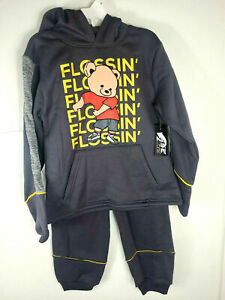 Youth Track Suit Set Hoodie Sweats Jogger Pants ~ Flossin' Bear ~ 8 10/12 