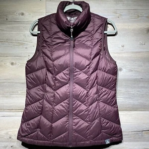 Gerry Quilted Down Puffer Vest Gilet Size Medium Dark Purple Packable Full-Zip - Picture 1 of 11