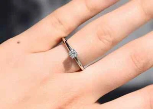 Solitaire Round Brilliant Cut Diamond Engagement Ring 0.25 ct 14K White Gold s 7 - Picture 1 of 3