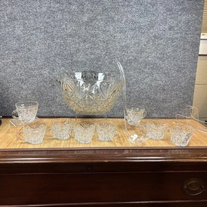 Vintage Original 26-Piece Anchor Hocking Punch Bowl Set Arlington Pattern - Picture 1 of 12