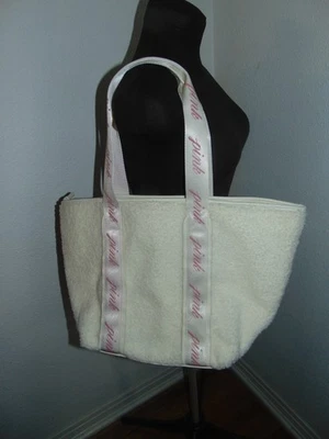 Bolso de Mano Victoria's Secret ROSA Grande con Cremallera Acogedor Blanco Felpa Nuevo con Etiquetas Foto 1 de 3