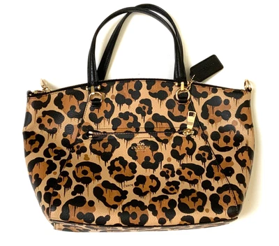 Bolso Bandolera Coach X Baseman Wild Beast Cuero Ocelote Pradera Beige Negro Foto 1 de 4