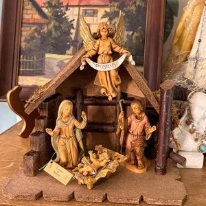 Vintage Italian Fontanini Creche Set Stable, Baby Jesus, Mary, Joseph, Angel - Picture 1 of 14