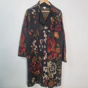J Jill Madison Cardigan Sweater Duster Thick Knit Floral Boho Wool Alpaca Sz L - Picture 1 of 11