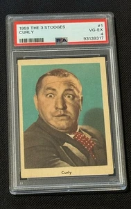 PSA 4 CURLY 1959 The Three ( 3 ) Stooges Fleer Rare Old Comedy TV Collection - Picture 1 of 8