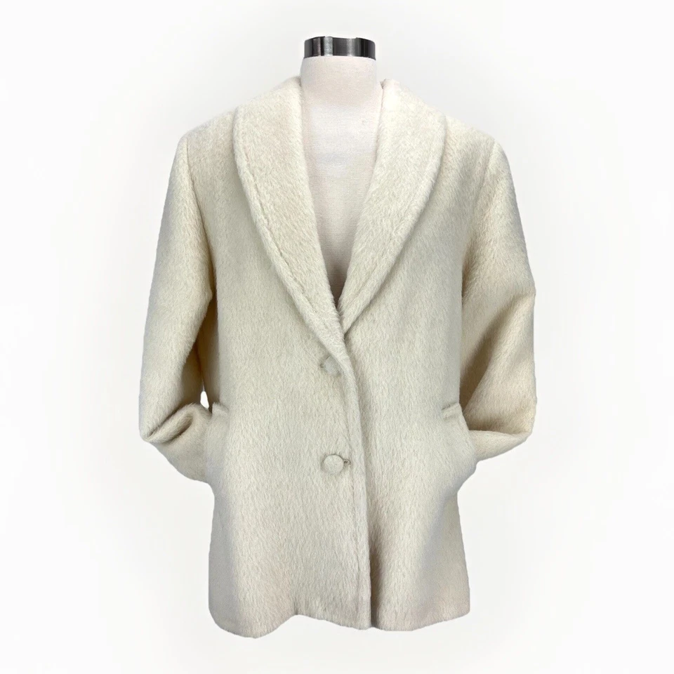 Jaqueta Alpaca Feminina Vintage Anos 50 Anos 60 12 Marfim Rainhas Peruanas Gambit Alt Classic - Imagem 1 de 4