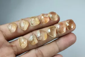 Sparkling Natural Citrine Rose Cut Cabochon Lot - Genuine Gemstones 9-14 MM - Picture 1 of 8