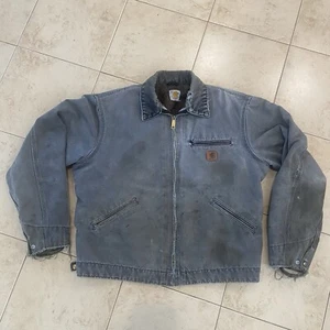 Vintage Carhartt Detroit Jacket J97 Gray Thrashed Canvas Blanket Men Large Tall - Picture 1 of 14
