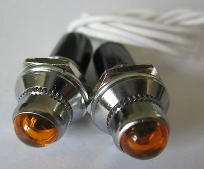 Roadpro RP-4051 12v AMBER DASH PILOT INDICATOR SIGNAL LIGHTS PAIR SMOOTH FACE - Image 1 of 4