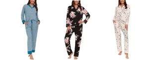 Flora Nikrooz Women's Satin Trim Notch Collar PJ Set - Picture 1 of 43