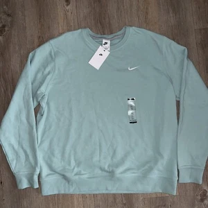 Nike Crewneck Sweatshirt Mens Size XXL 2XL Light Green Swoosh Logo Pullover NEW - Picture 1 of 5