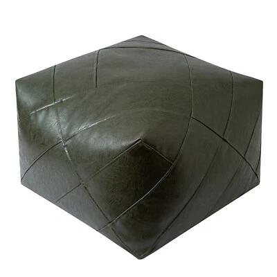 Unstuffed Faux Leather Pouf Cover, Handmade Footstool Bedroom Ottoman Storage US - Image 1 of 4