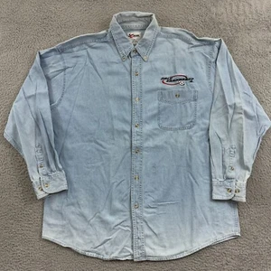 Vintage Dale Earnhardt Shirt Men XL Blue Chambray Denim Button Up Nascar Outdoor - Picture 1 of 11
