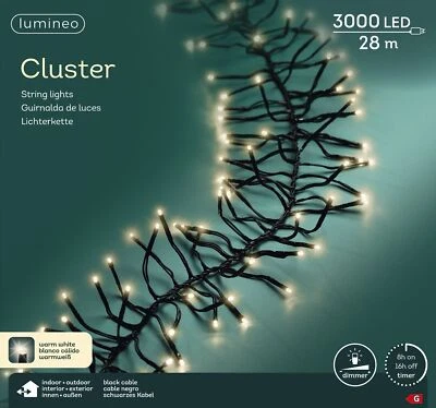 Lumineo Lichterkette Cluster 3000 LED 28 m warm weiß, schwarzes Kabel - Bild 1 von 4