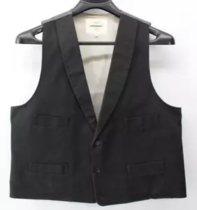 GILET BRASSADA WESTERN TEXAS USA UOMO GRANDE NERO/MARRONE FODERATO COTONE - Foto 1 di 6