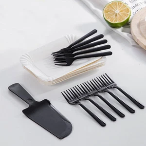 Disposable Paper Plates & Black Plastic Utensils Birthday Parties Events - Picture 1 of 4