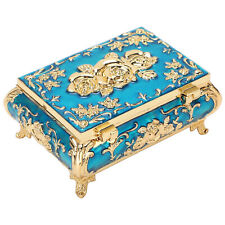 Vintage Jewelry Box Scratch Proof Soft Velvet Small Jewelry Box(Gold And Blue)HH