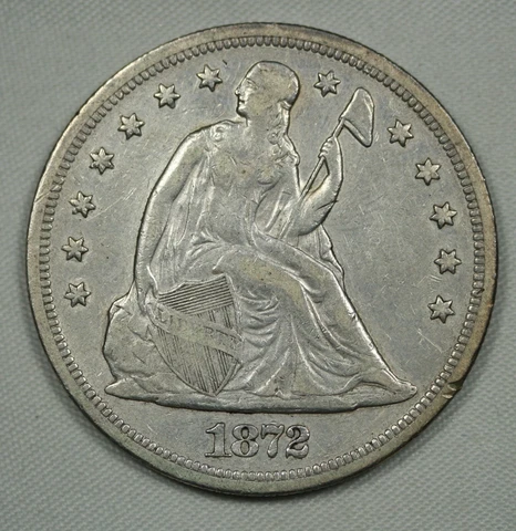 1872 $1 (40) Seated Liberty Dollar. Very Fine Details, Cleaned. Attractive Cover