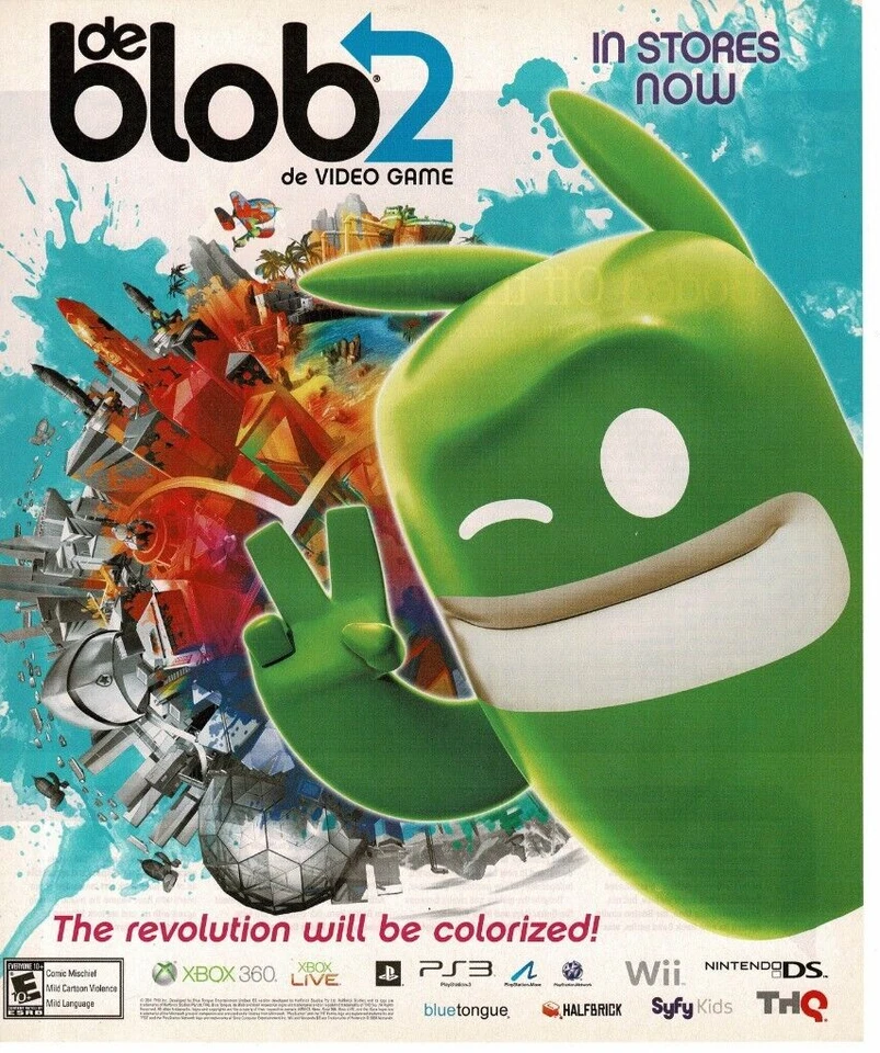 2011 De Blob 2 Video Game Vintage Print Ad - Image 1 of 1