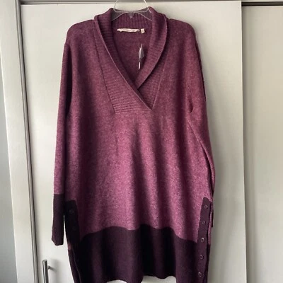 Soft Surroundings | Purple-Red Pull Over Knit Cowl/Funnel Neck Sweater Sz  1X A9 - Image 1 of 4