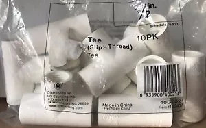 10-Pack LG Sourcing 1/2" Schedule 40 PVC Slip x Slip x Thread Tees - NEW - Picture 1 of 1