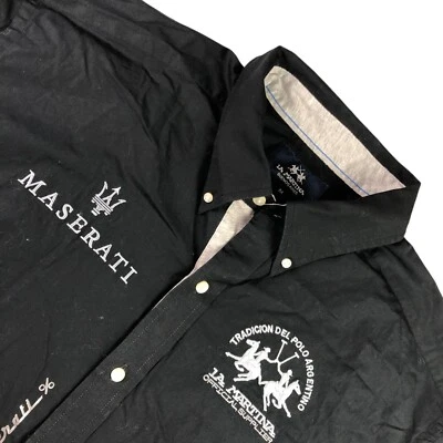 Camisa Polo La Martina Hombre Maserati Buenos Aires L/S Botón Negra • Mediana Foto 1 de 4