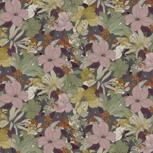 Edinburgh Weavers Botanical Floral Print Fabric- Maisie / Aubergine 6.50 yds - Picture 1 of 1