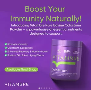 Vitambre Calostro Bovino Orgánico en Polvo para Digestión y Salud Intestinal, 60 Porciones - Imagen 1 de 6