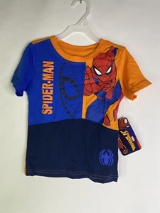 Marvel Spider-Man Blue Orange Short Sleeve Tee T-Shirt Top Kids Boys 3T - Picture 1 of 6