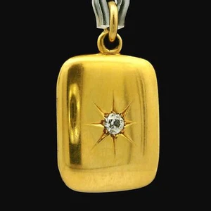 Heavy Antique Victorian 18k Yellow Gold Star Pave Old Mine Open Locket Pendant - Picture 1 of 6