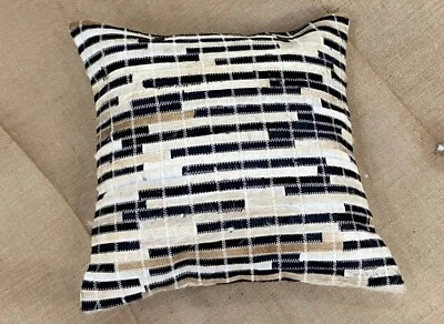 Leather Hairon Cushion Cover 18x18 Premium Quality Hand made Stylish Pillow 10 - Image 1 of 4