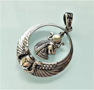 Sekhmet Lioness Goddess Pendant 925 Sterling Silver God of Egypt Lion Scarab Sna - Picture 1 of 5