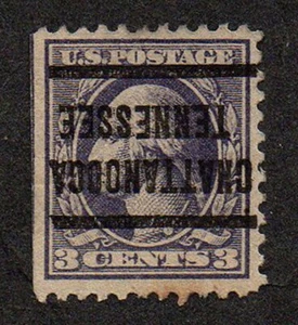 USA, SCOTT # 501, INVERTED PRECANCEL CHATTANOOGA, TENNESSEE 1917 G. WASHINGTON - Bild 1 von 2
