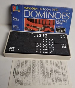 VTG 1983 MB Wooden Dragon Dominoes Double Nines Complete set original box 4132 - Picture 1 of 2