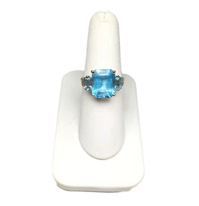 14K Gelbgold Acqua Marine & Diamant Ring, Größe 6-3/4 - Bild 1 von 7