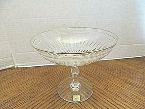 WATERFORD CRYSTAL MARQUIS Gold Trimmed  Compote Footed Bowl 7" Across x 6" Tall - Picture 1 of 4