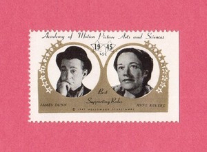 Anne Revere James Dunn Movie Film Star 1947 Hollywood Sticker Stamp