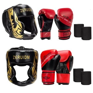 3-in-1 Boxing Gloves and Headgear Set for Kids Adults Sparring Gear Safety He... - Picture 1 of 8