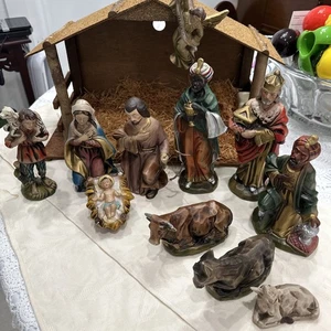 Vintage 12-teiliges Krippenset, groß, Spieluhr - funktioniert - Made in Japan - Bild 1 von 24