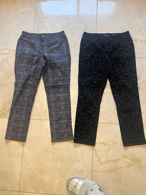 Charter Club Cambridge Conjunto Ajustado de 2 Mujer’s 14 Pantalones Elásticos Denim y Terciopelo Foto 1 de 4