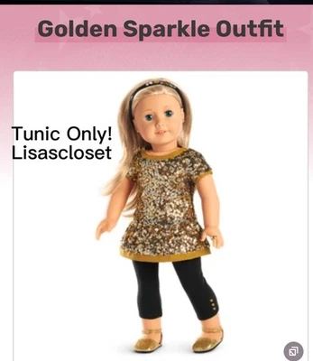 Tunic Only! LKnew! American Girl Doll Golden Sparkle Outfit Holiday Gold Sequins - Image 1 of 4