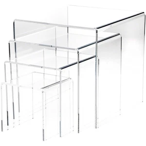 Plymor Clear Acrylic Square Risers, 6", 8", 10", 12" Assorted, Set of 4 (Large) - Picture 1 of 3